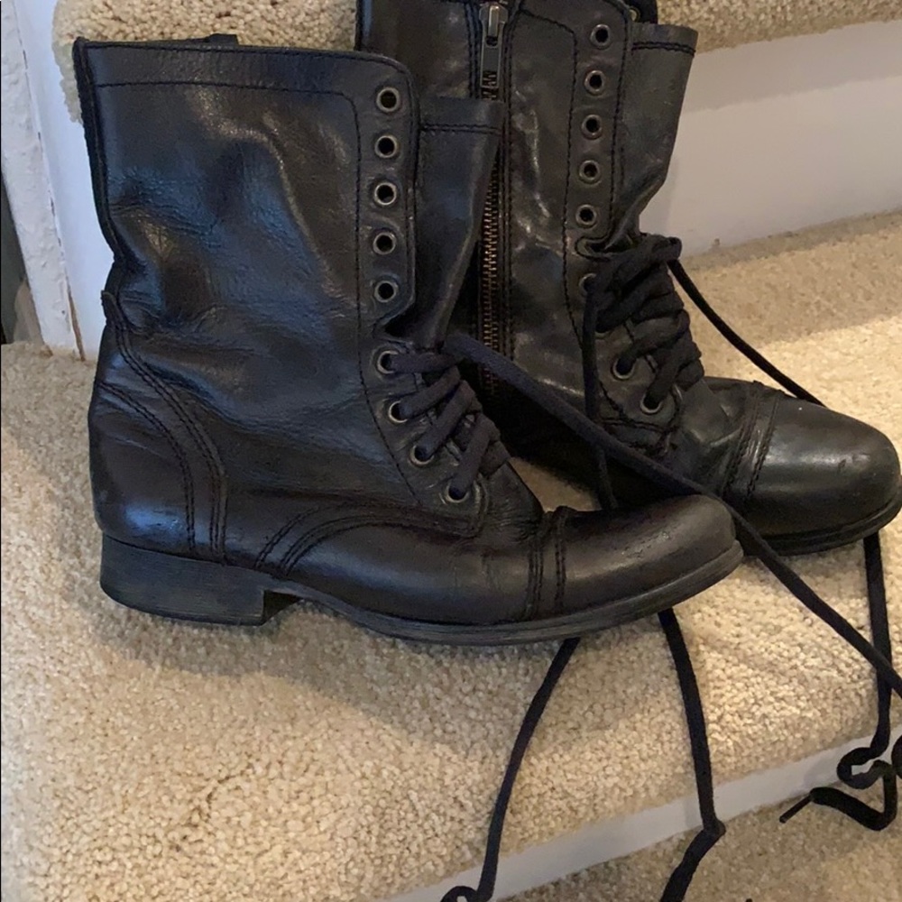 Steve Madden Black Leather Combat boots